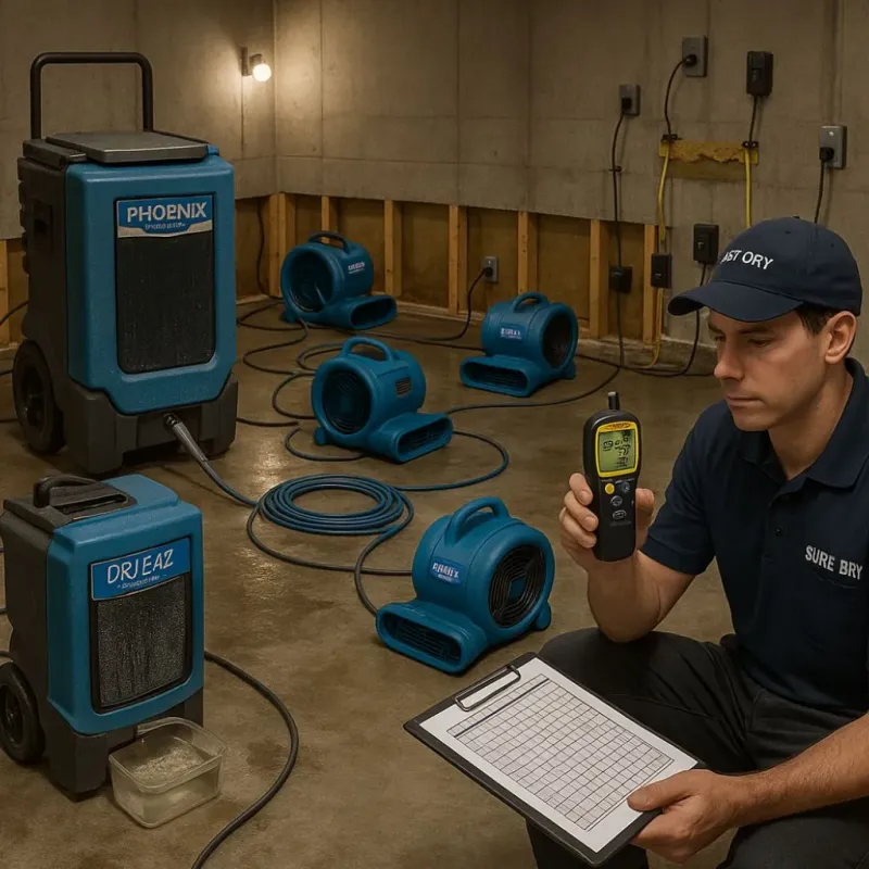 Structural Drying and Dehumidification process in Russell, KY